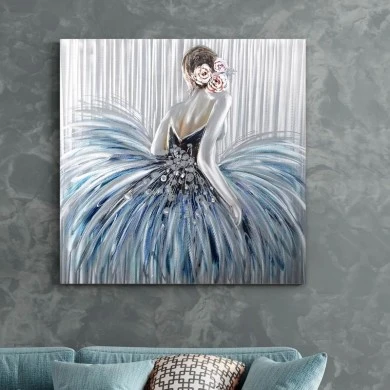 "Girl In Pearl Dress" Megapap painting on canvas digital printing 90x90x3cm.