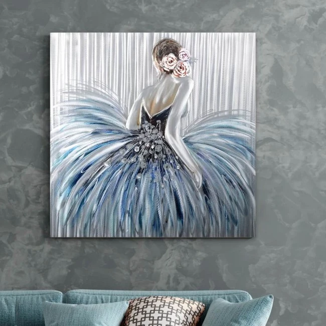 "Girl In Pearl Dress" Megapap painting on canvas digital printing 90x90x3cm.