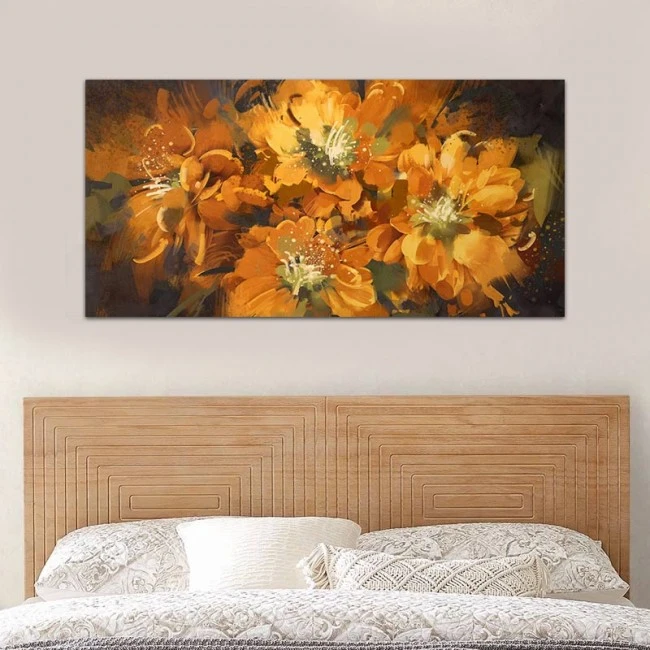 "Orange Flowers" Megapap painting on canvas digital printing 120x60x3cm.