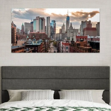 "New York Manhattan" Megapap canvas painting digital printing 140x70x3cm.