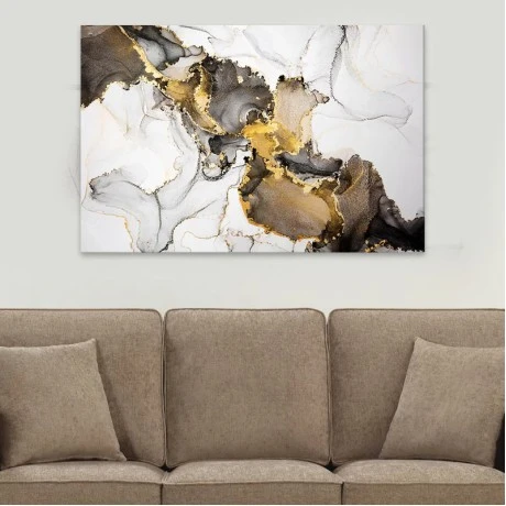 "Abstract Golden Dream" Megapap canvas painting digital printing 140x70x3cm.