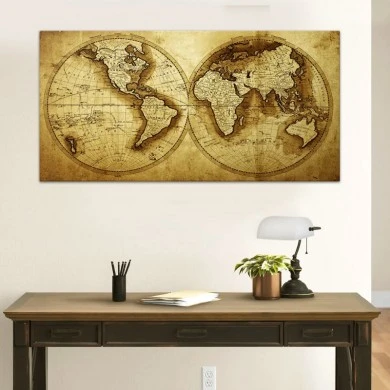 "Ancient World Map" Megapap painting on canvas digital printing 120x60x3cm.
