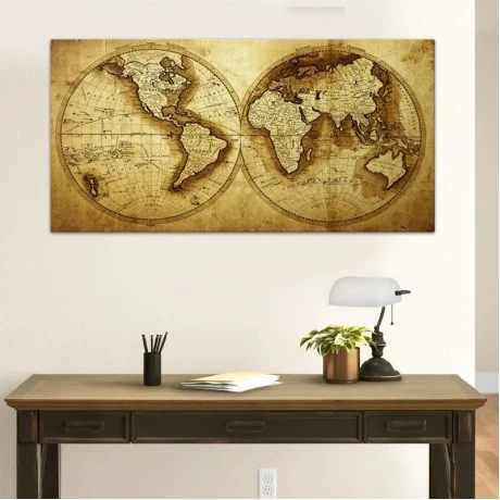 Πίνακας σε καμβά "Ancient World Map" Megapap ψηφιακής εκτύπωσης 120x60x3εκ.