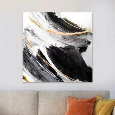 "Golden And Silver Reflections" Megapap painting on canvas digital printing 100x100x3cm.