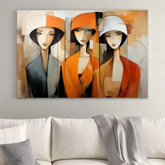 "Women in Orange" Megapap painting on canvas digital printing 100x70x3cm.
