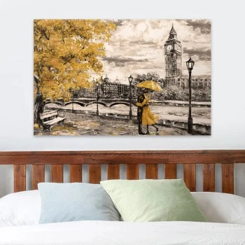 "Big Ben And Yellow Leaves" painting on canvas digital printing 125x80x3cm.