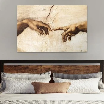 "The Creation of Adam" Megapap painting on canvas digital printing 125x80x3cm.
