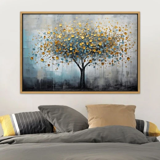 "Gold Tree" Megapap painting on canvas digital printing with frame 140x100x3cm.