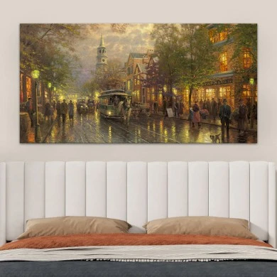 "Wet Streets" Megapap canvas painting digital printing 140x70x3cm.