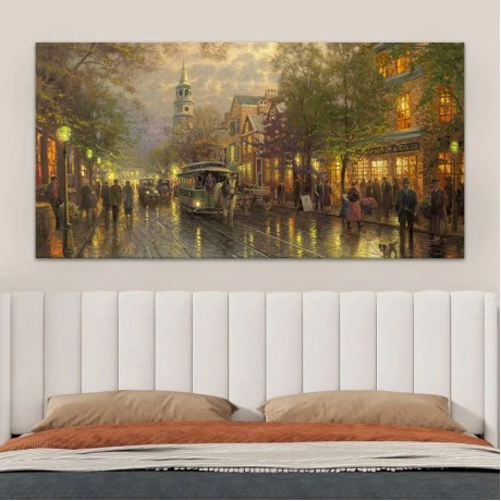 "Wet Streets" Megapap canvas painting digital printing 140x70x3cm.