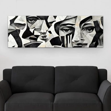 "Abstract Marble Faces" Megapap painting on canvas digital printing 150x50x3cm.