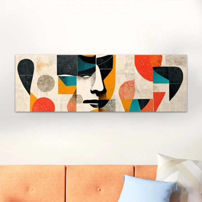 "Abstract Faces" Megapap painting on canvas digital printing 150x50x3cm.