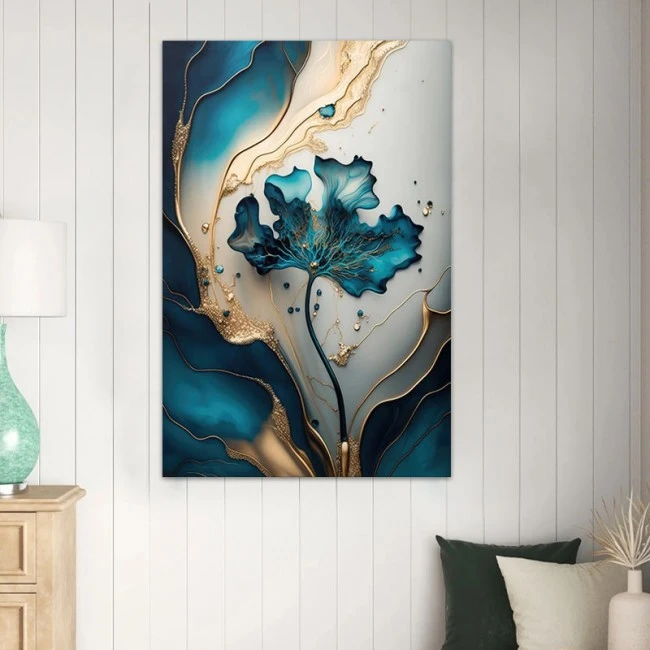 "Emerald Flower" Megapap painting on canvas digital printing 70x100x3cm.