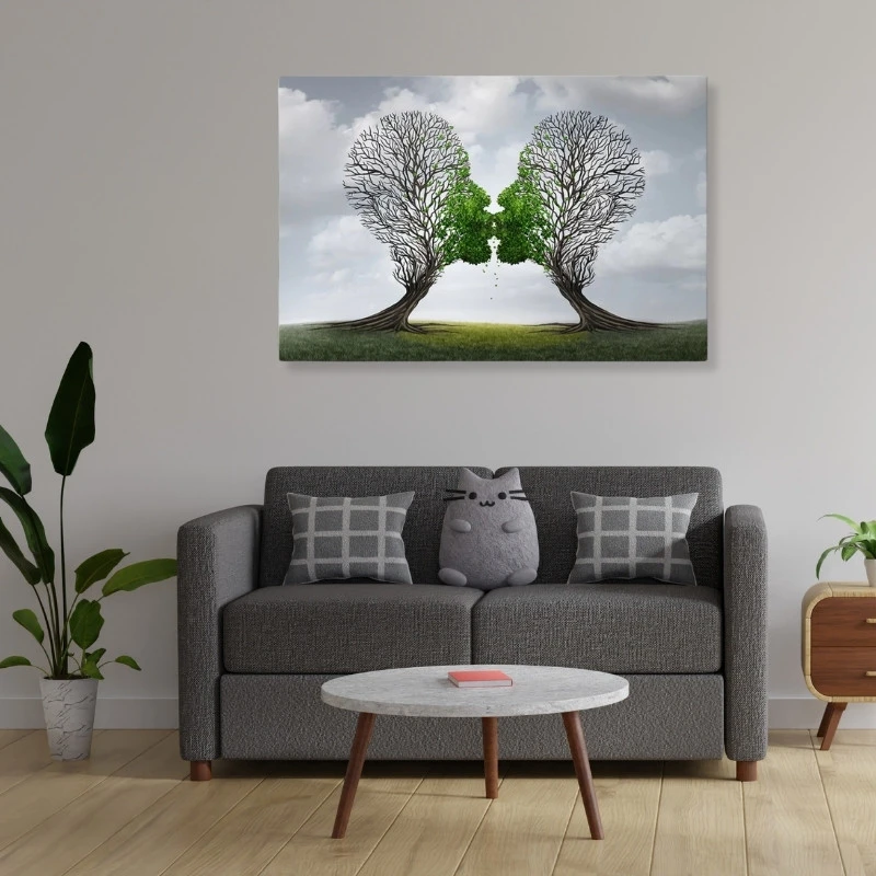 "Trees Growing With Love" Megapap painting on canvas digital printing 100x70x3cm.