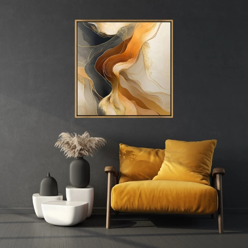 "Sand and Wind Abstract" Megapap painting on canvas digital printing with frame 100x100x3cm.