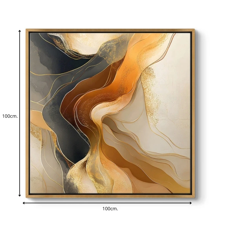 "Sand and Wind Abstract" Megapap painting on canvas digital printing with frame 100x100x3cm.