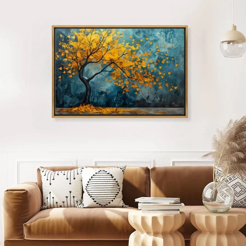 "Windblown Tree" Megapap painting on canvas digital printing with frame 140x100x3cm.