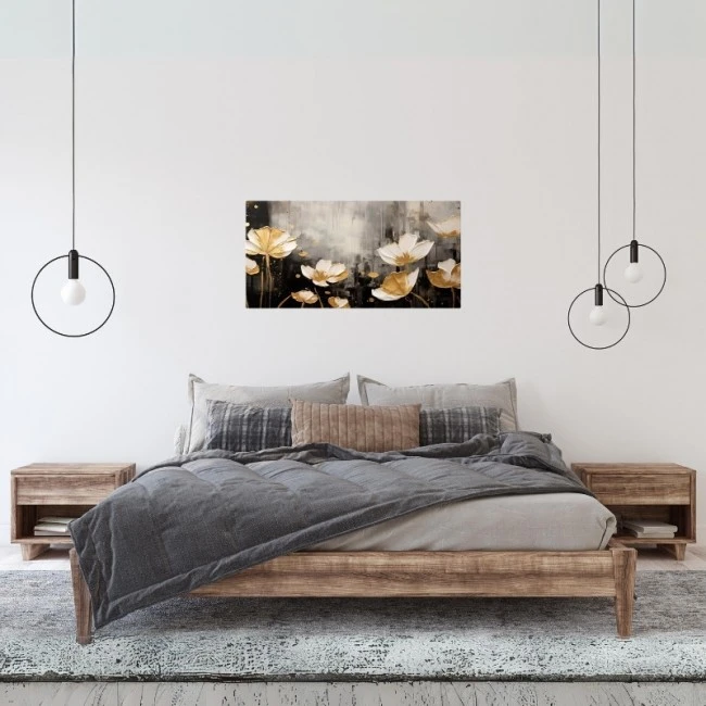 "Gold Flowers" Megapap canvas painting digital printing 80x40x3cm.