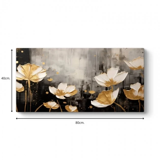 "Gold Flowers" Megapap canvas painting digital printing 80x40x3cm.