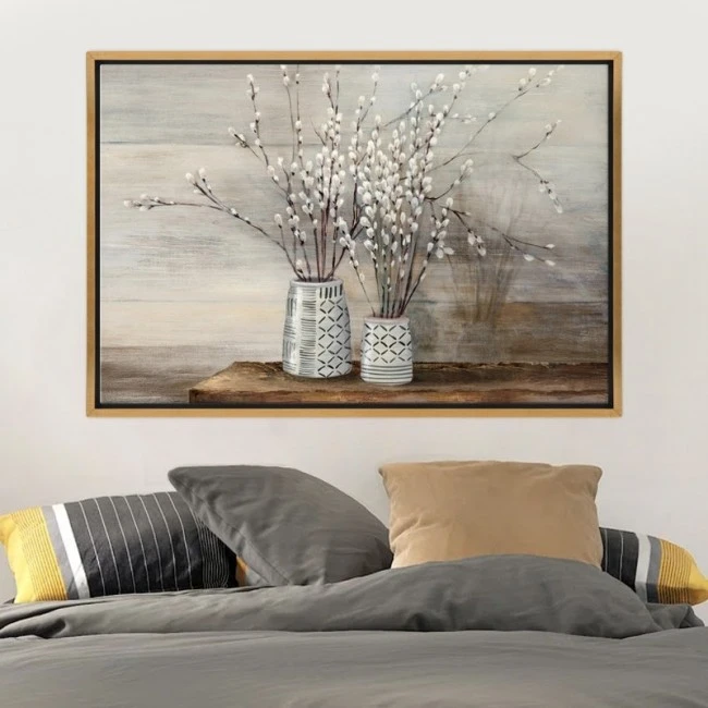 "Willow Flowers" Megapap painting on canvas digital printing with frame 140x100x3cm.