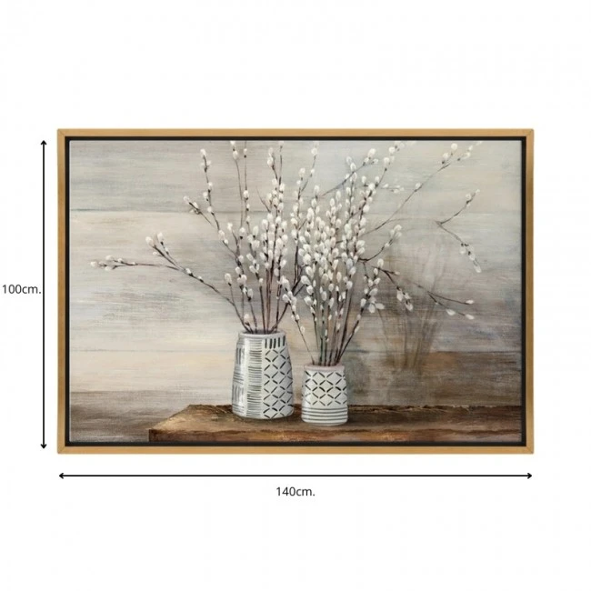 "Willow Flowers" Megapap painting on canvas digital printing with frame 140x100x3cm.