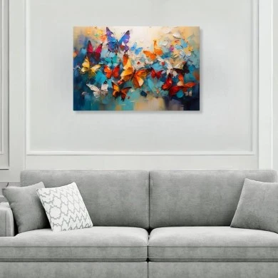 "Festival of Butterflies" Megapap painting on canvas digital printing 100x70x3cm.