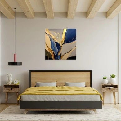 "Dance of Gold and Blue" Megapap canvas painting digital printing 100x100x3cm.