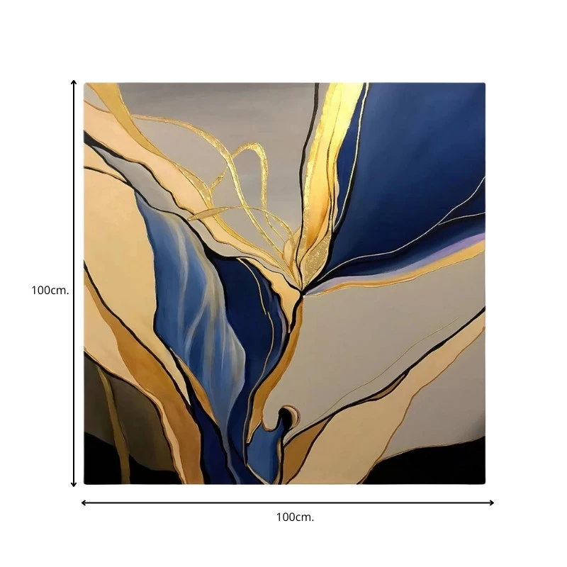 "Dance of Gold and Blue" Megapap canvas painting digital printing 100x100x3cm.