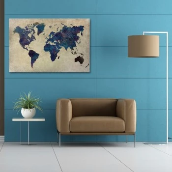 "World Map" Megapap painting on canvas digital printing 125x80x3cm.