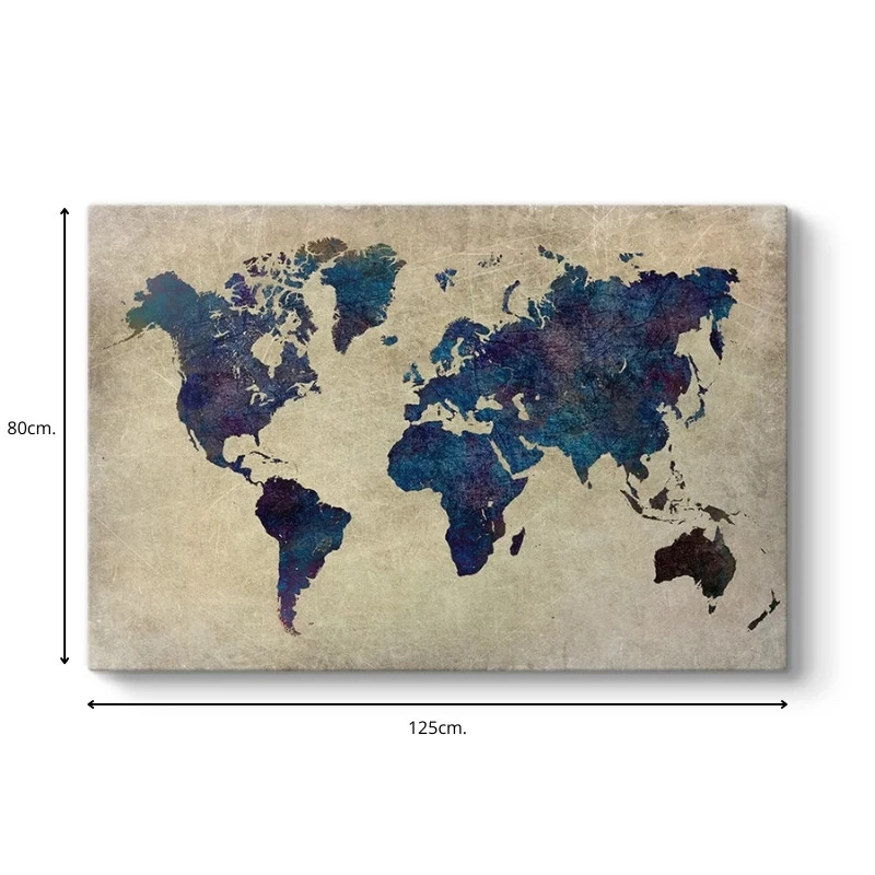 "World Map" Megapap painting on canvas digital printing 125x80x3cm.