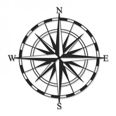 Compass Megapap metal wall art in black color 45x2x45cm.