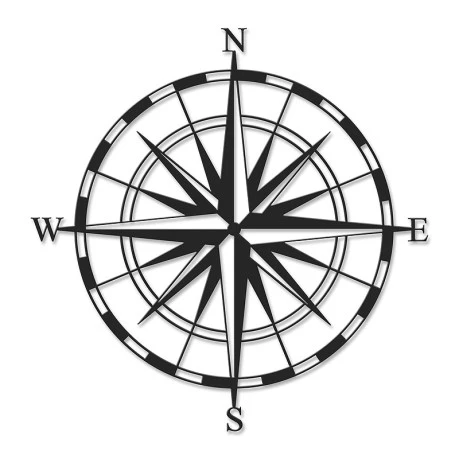 Compass Megapap metal wall art in black color 45x2x45cm.