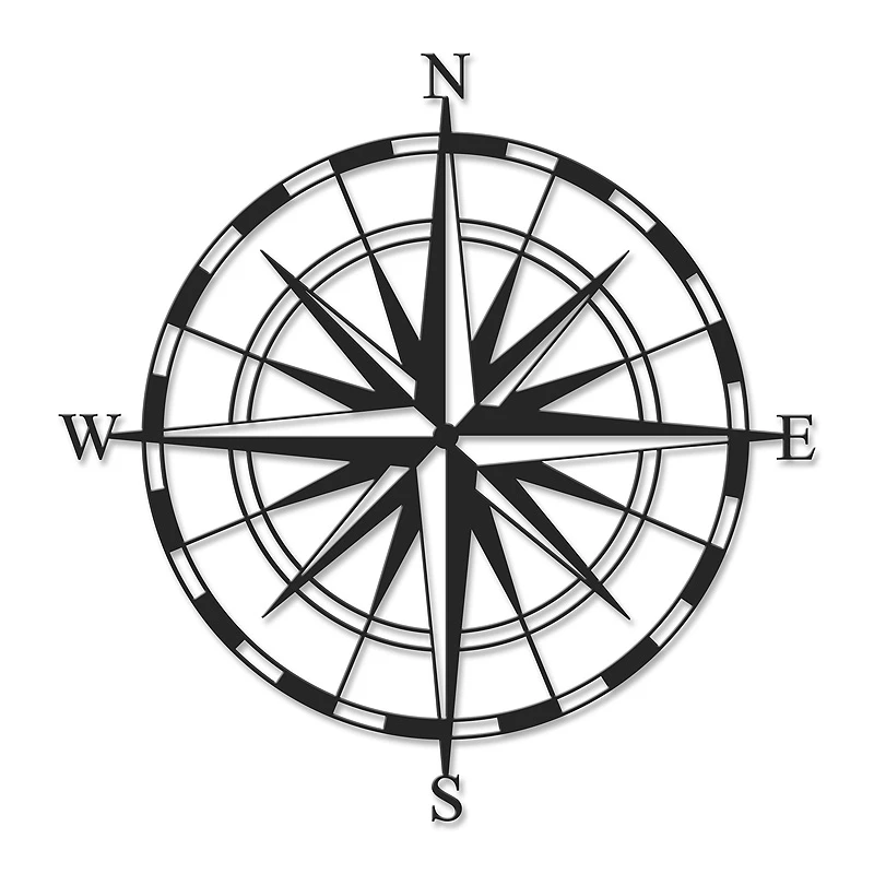 Compass Megapap metal wall art in black color 45x2x45cm.