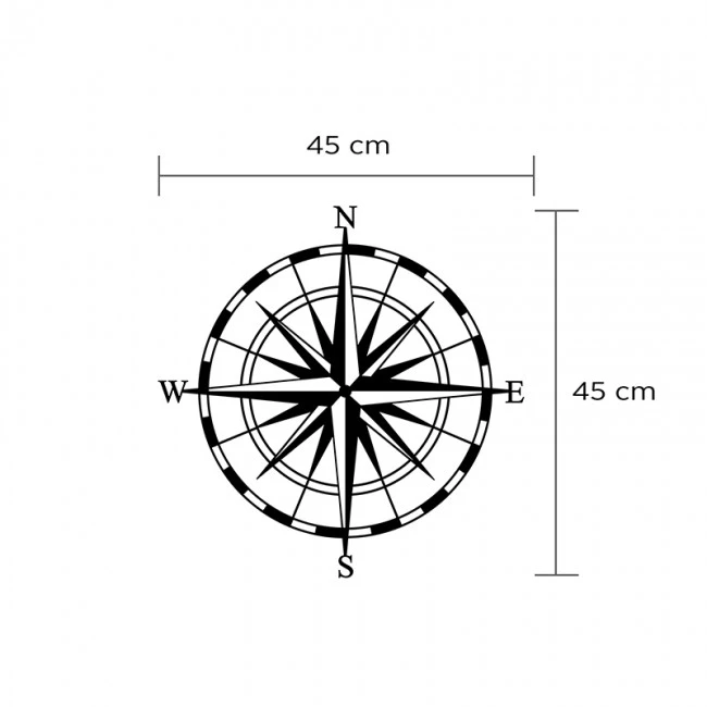 Διακοσμητικό τοίχου Compass Megapap μεταλλικό χρώμα μαύρο 45x2x45εκ.