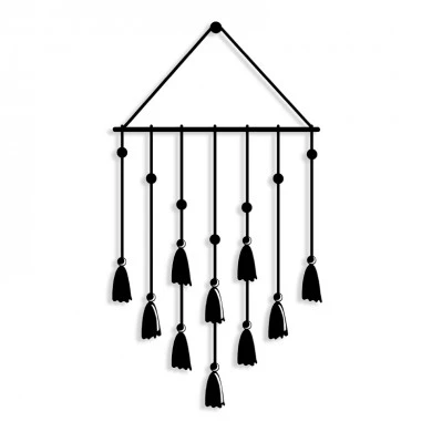 Tassel Megapap metal wall art in black color 32,6x2x60cm.