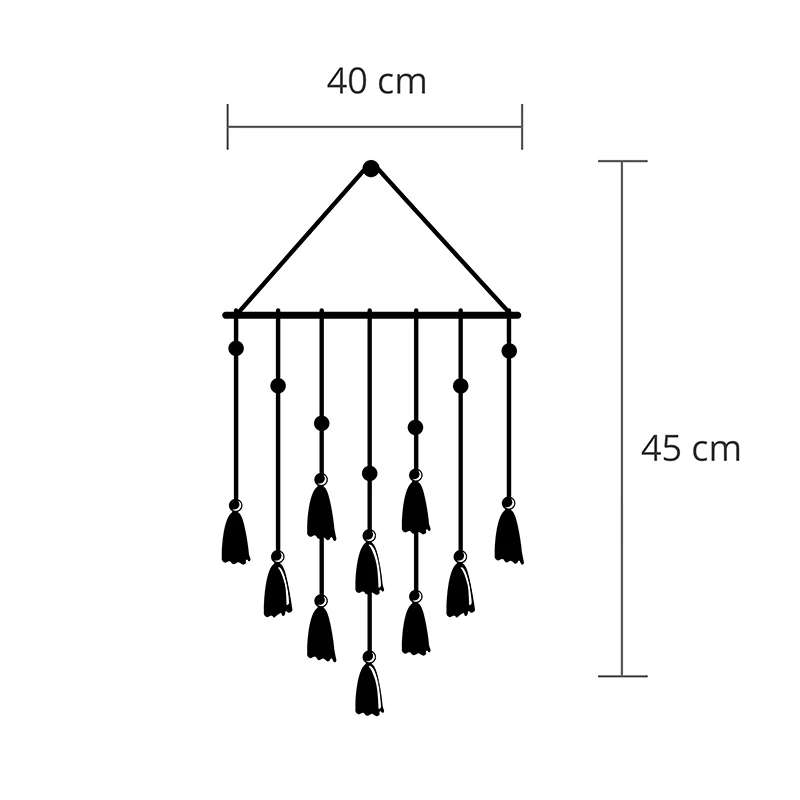Tassel Megapap metal wall art in black color 32,6x2x60cm.