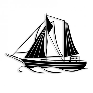 Sail Megapap metal wall art in black color 55x2x40cm.