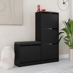 Παπουτσοθήκη Dude Megapap χρώμα μαύρο 104,8x26x118,5εκ.