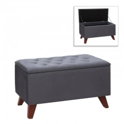 Σκαμπώ - Ταμπουρέ Lotus Megapap βελούδινο χρώμα ανθρακί 90x40x50εκ.