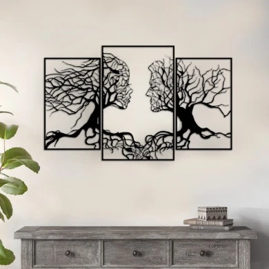 Tree Love Megapap metal wall art in black color 116x1.5x71cm.