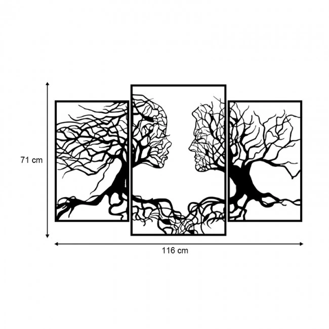 Tree Love Megapap metal wall art in black color 116x1.5x71cm.
