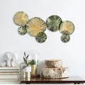 Flower Megapap metal wall art in gold - green color 74x1.5x38cm.