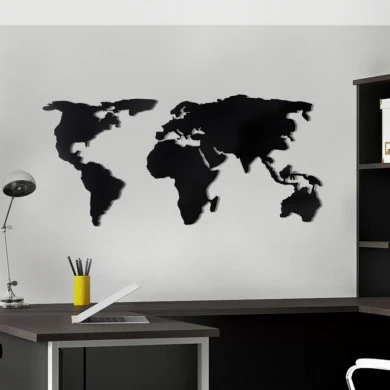 World Map Megapap metal wall art in black color 120x2x60cm.