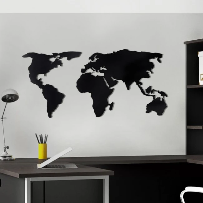 World Map Megapap metal wall art in black color 120x2x60cm.