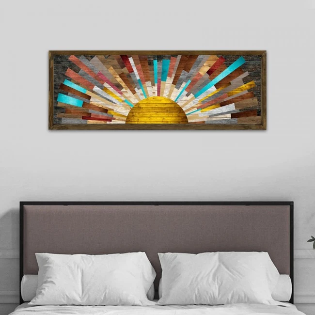 Digital print "The Sun" Megapap painting with wooden frame 120x40x3.5cm.