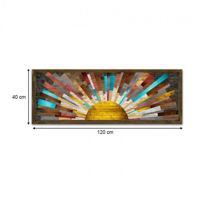 Digital print "The Sun" Megapap painting with wooden frame 120x40x3.5cm.