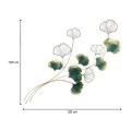 Flower Megapap metal wall art in gold - green color 120x1,5x100cm.