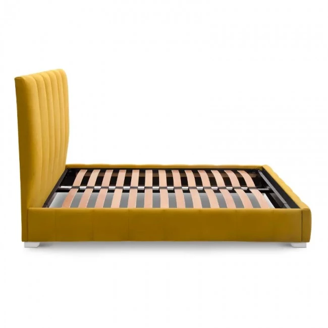 Κρεβάτι ZENIA με επένδυση υφάσματος χρώμα μουσταρδί με Ανατομικές τάβλες 160x200εκ.