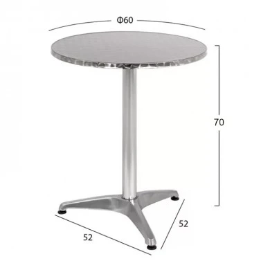 Aluminum garden table, silver color, Ø60x70cm.