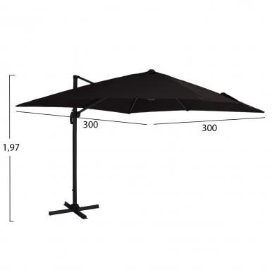 ΟΜΠΡΕΛΑ SHADER HM6025.03 ALU ΕΠΑΓΓΕΛΜΑΤΙΚΗ ΚΡΕΜΑΣΤΗ 3X3 360 ΜΟΙΡΩΝ ME ΜΑΥΡΟ ΑΚΡΥΛΙΚΟ ΠΑΝΙ